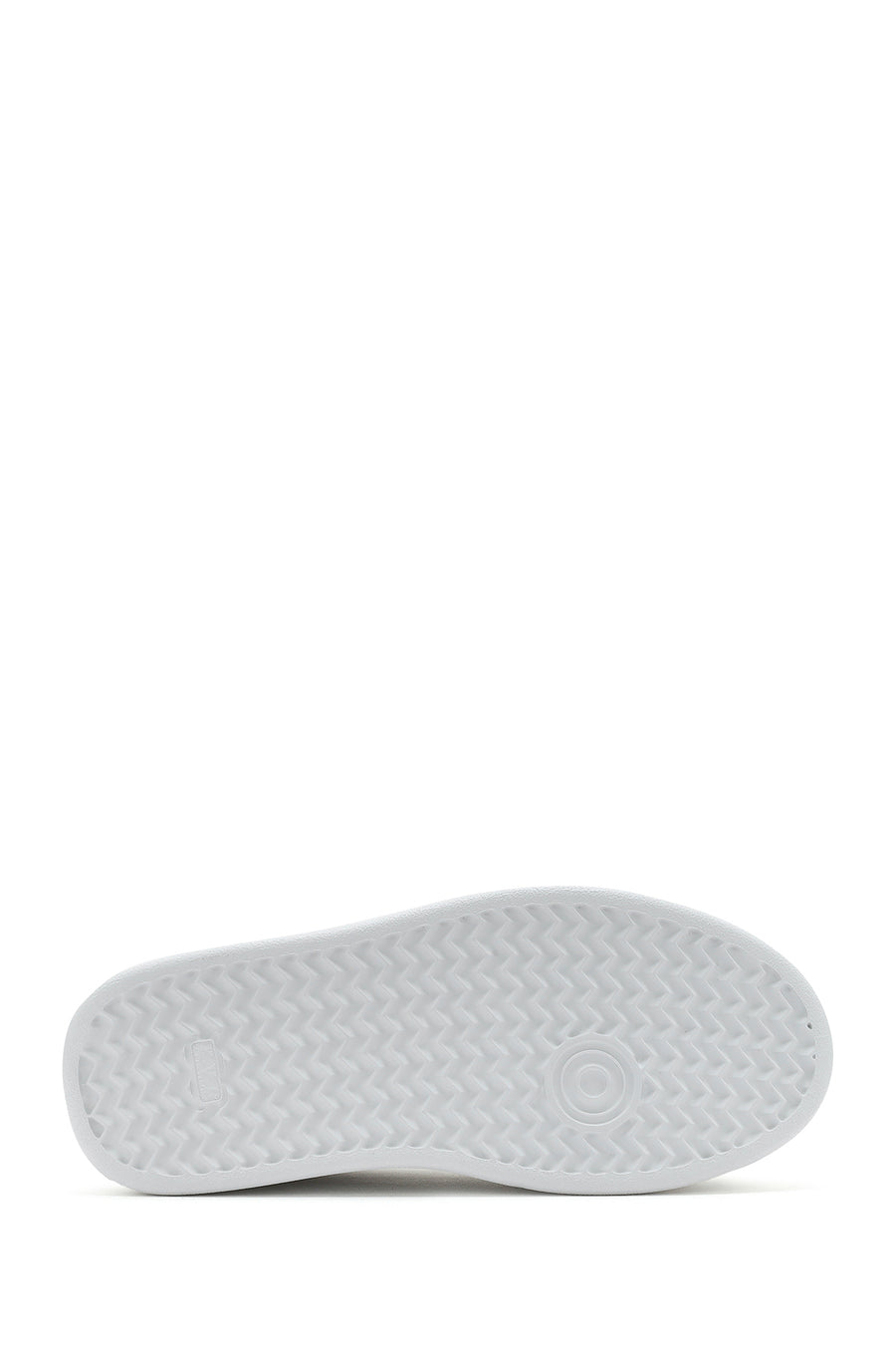 Women's White Lace-up Thick-Sole Leather Sneaker