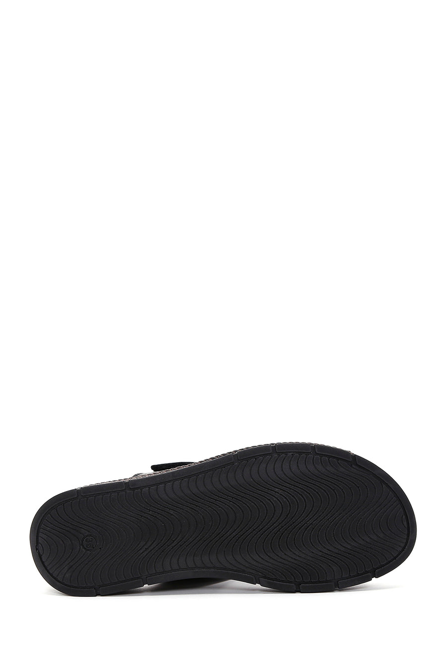 Women's Black Ankle Strap Leather Comfort Sandals