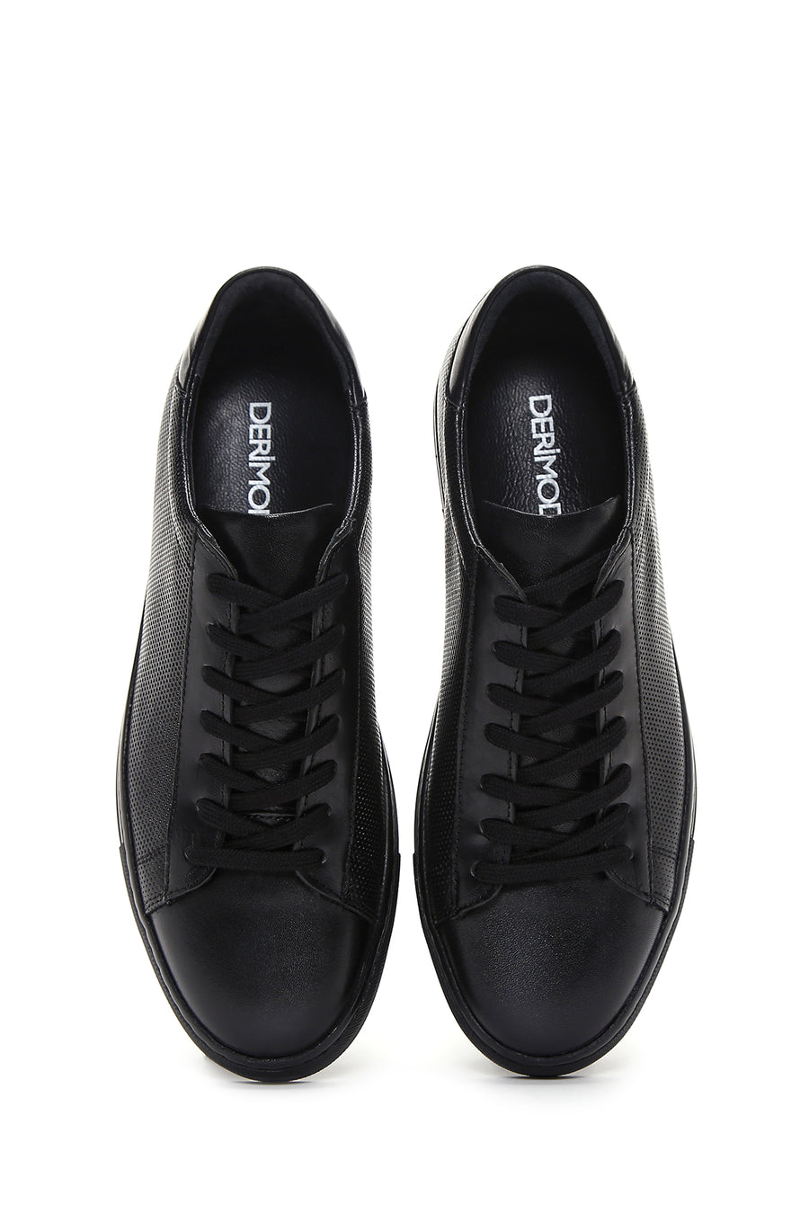Men's Black Lace-up Leather Sneaker
