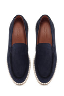 Men's Navy Blue Nubuck Leather Casual Loafer | Derimod