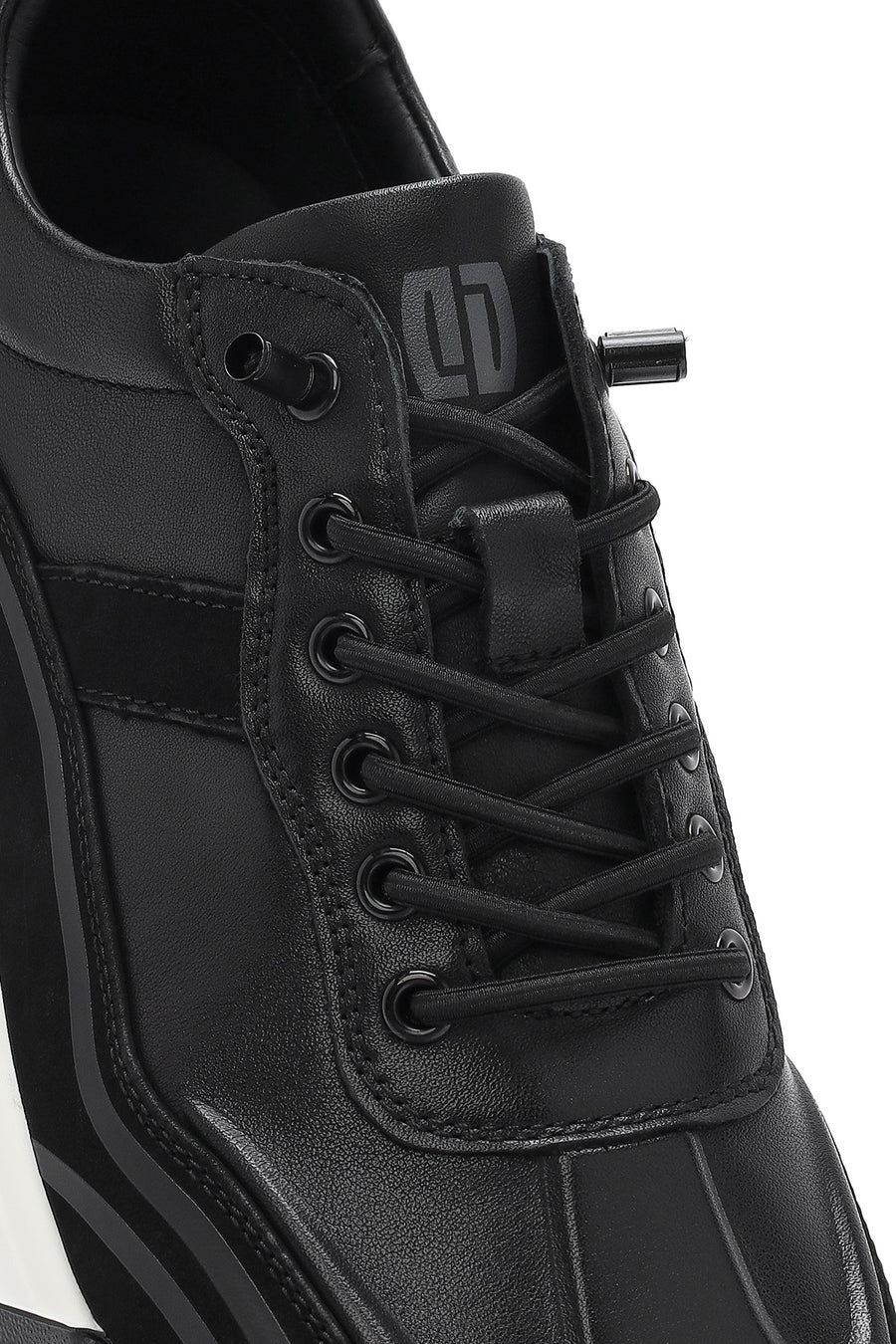 Male Black Lace-Up Leather Sneaker