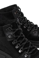 Kadın Siyah Bağcıklı Kalın Tabanlı Süet Deri Postal Bot | Derimod
