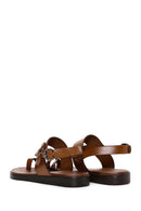 Women's Tan Ankle Strap Leather Bodrum Sandals | Derimod