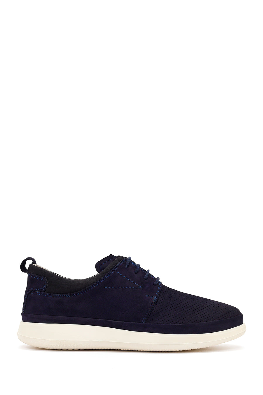 Men's Navy Blue Lace-Up Chunky Sole Nubuck Leather Casual Shoes 26SFD6752V3 | Derimod