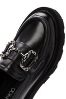 Women's Black Buckle Detailed Masculine Loafer | Derimod