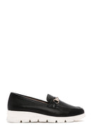 Women's Black Leather Comfort Loafer | Derimod