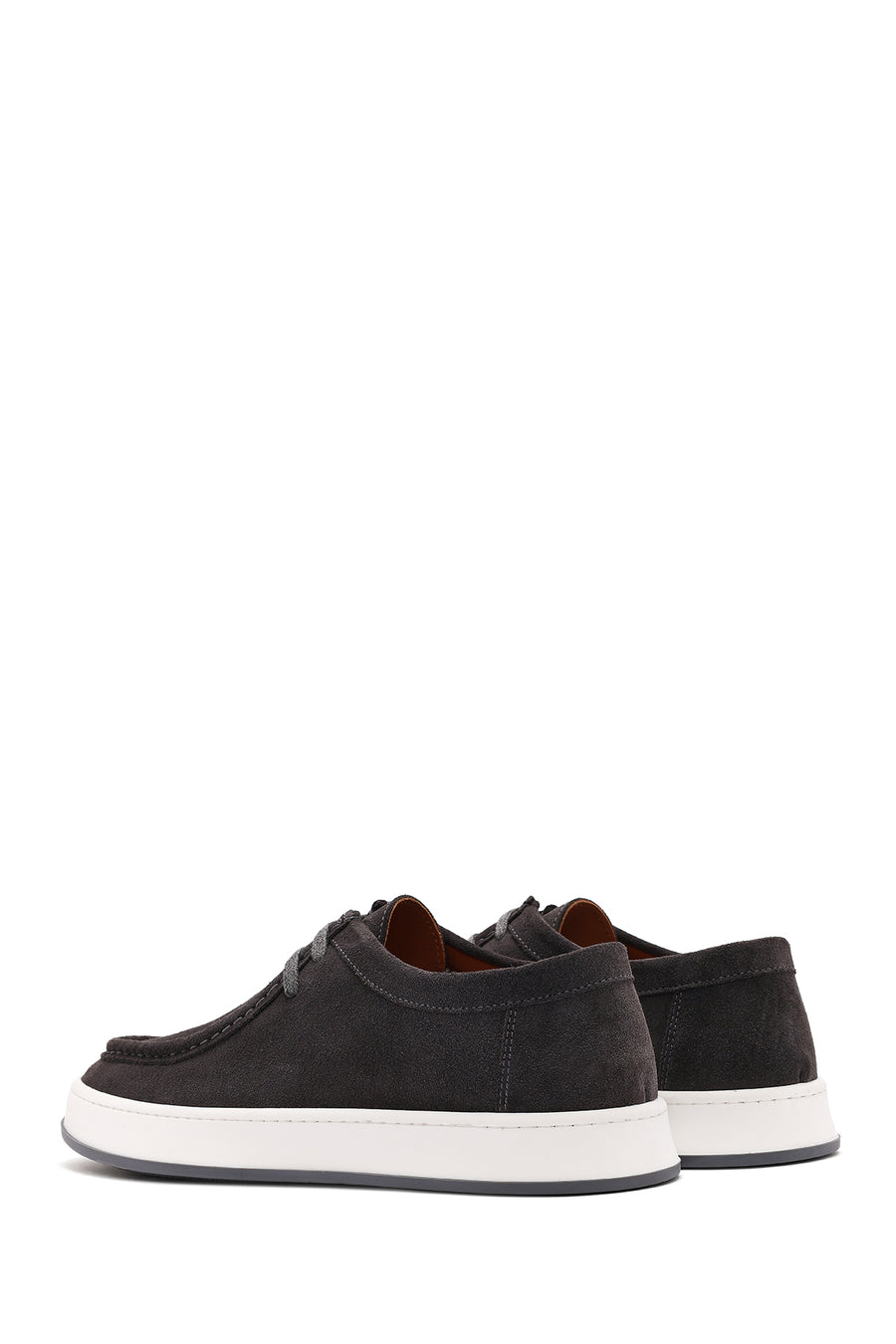 Men's Gray Lace-up Suede Leather Casual Shoes