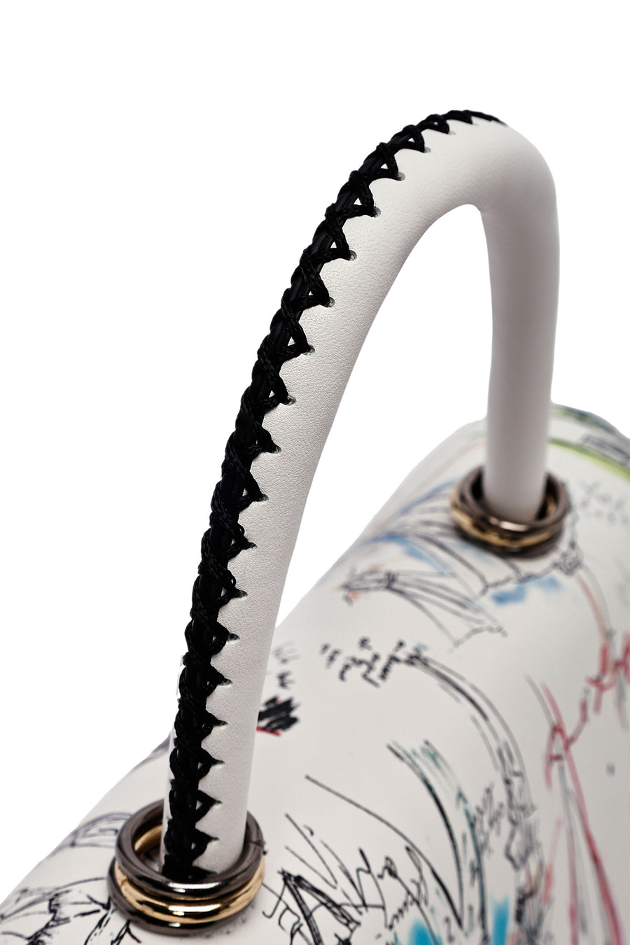 Woman Cream Long Strap Printed Handbag