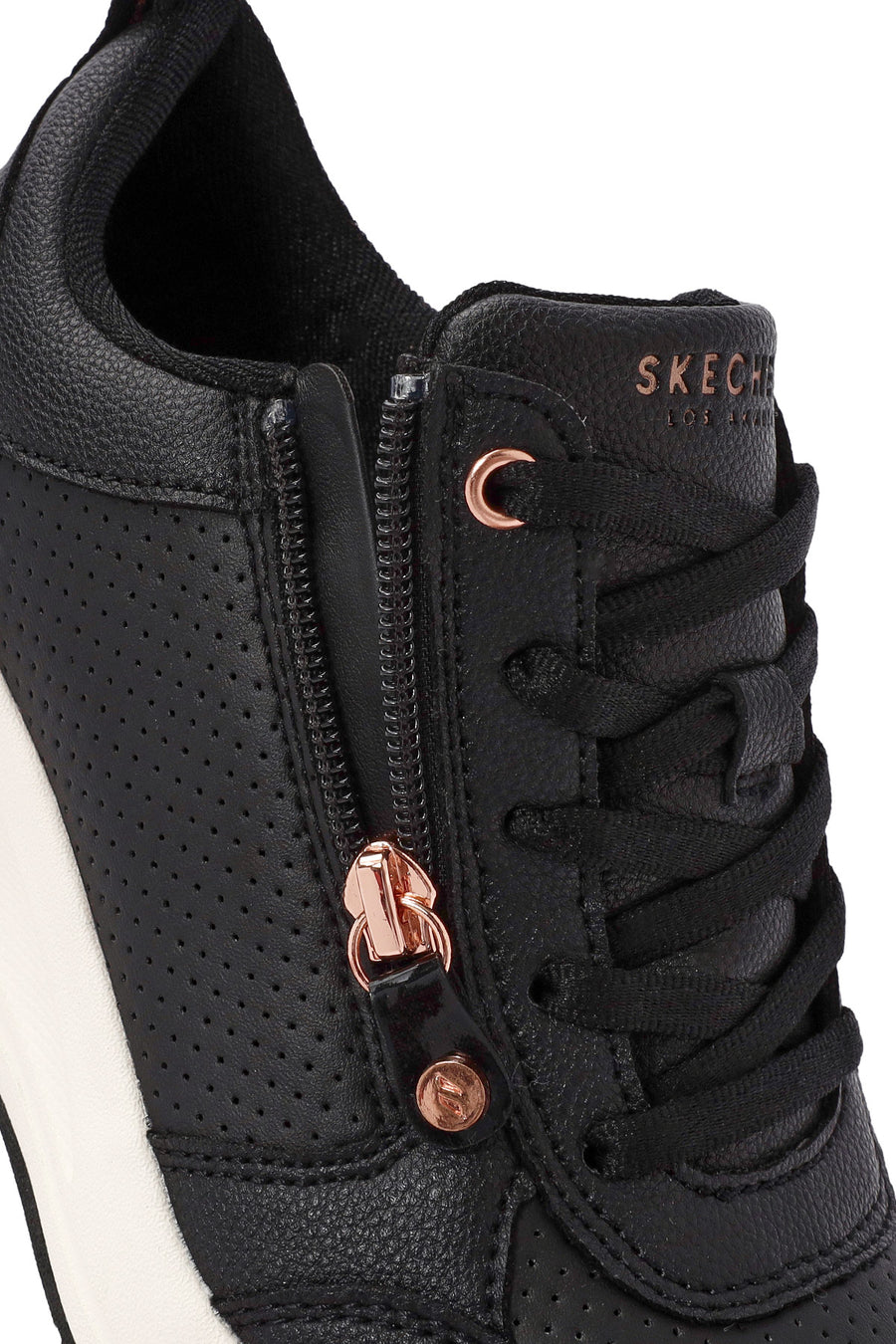 Skechers Kadın Siyah Billion Bağcıklı Fermuar Detaylı Deri Sneaker