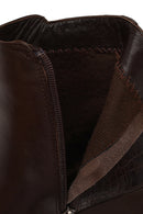 Woman Brown Zip Closure Croc Patterned Platform Chunky Heeled Leather Boots | Derimod