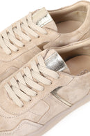 Woman Beige Lace-Up Thick-Soled Suede Leather Sneaker | Derimod
