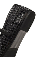 Women's Black Stone Leather Ballet Flats | Derimod