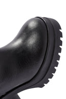 Women's Black Thick Heeled Leather Chelsea Boots | Derimod