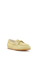 Women's Yellow Lace-up Suede Leather Shoes | Derimod