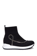 Women's Black Stone High Top Sneaker | Derimod