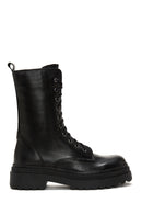 Women's Black Leather Thick Soled Boots | Derimod