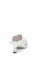 Women's White Leather Heeled Slippers | Derimod