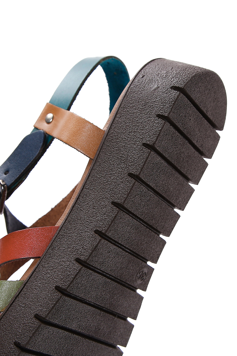Women's Multicolored Ankle Strap Leather Bodrum Sandals