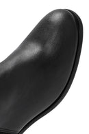 Women's Black Zippered Leather Boots | Derimod