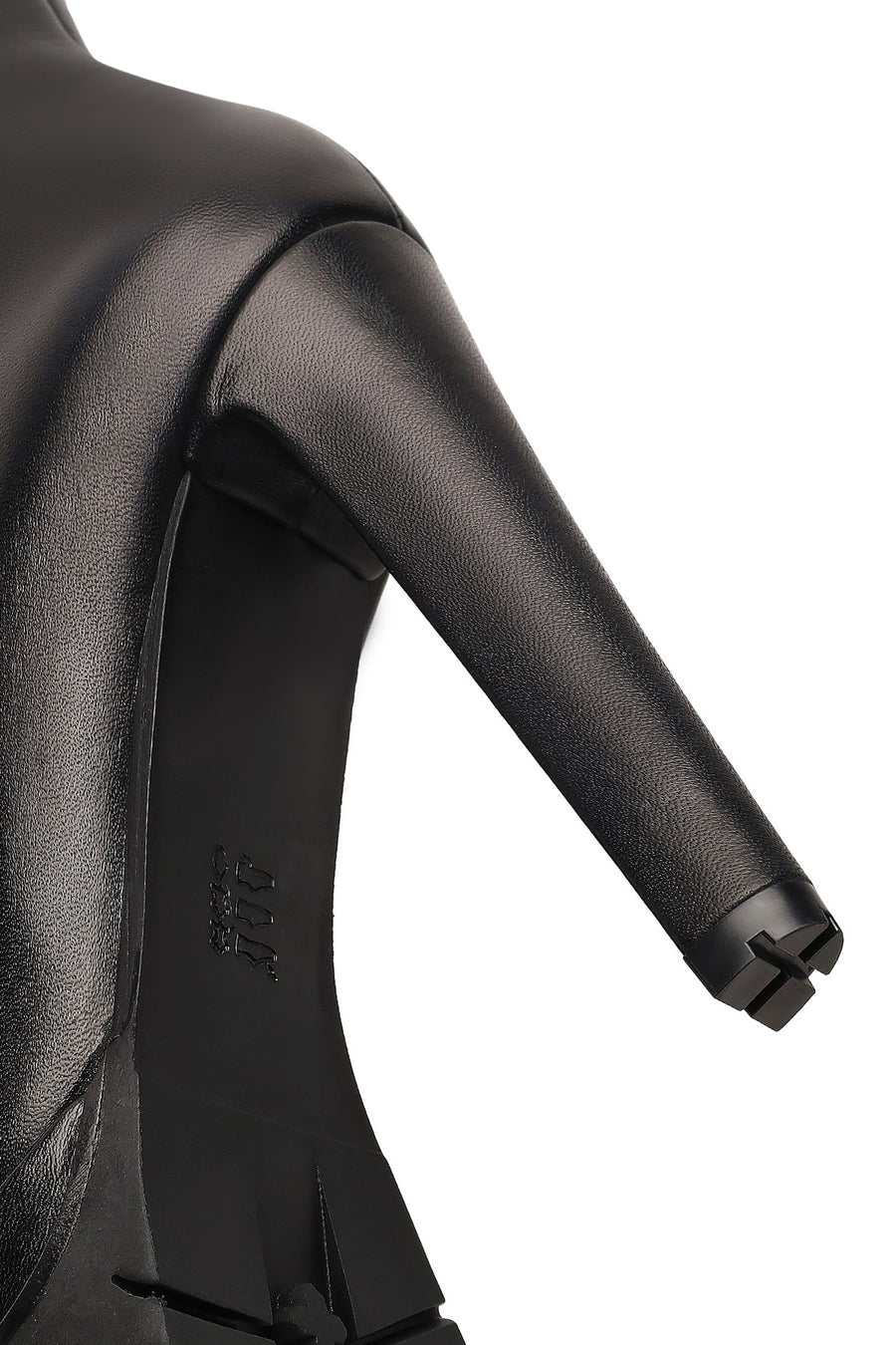 Woman Black Zip Closure Platform High Thick-Heeled Leather Boots