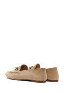 Women's Beige Suede Leather Masculine Loafer | Derimod