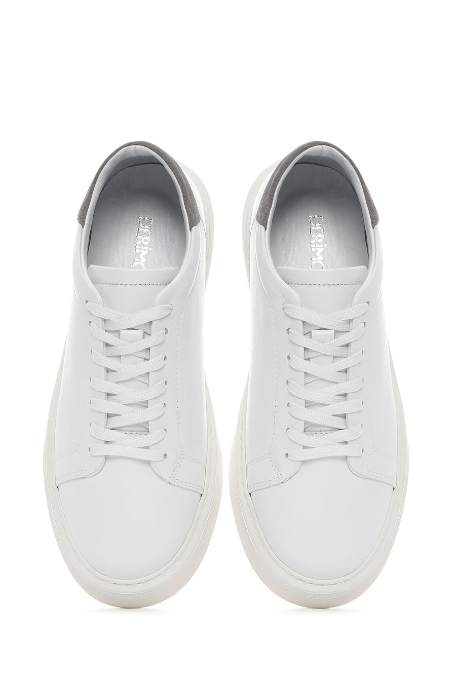 Men's White Lace-up Leather Sneaker
