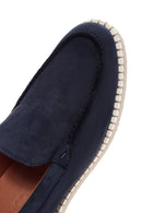 Men's Navy Blue Nubuck Leather Casual Loafer | Derimod