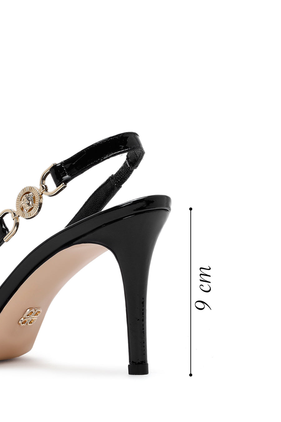 Women's Black Open Back Thin Heel Patent Leather Shoes