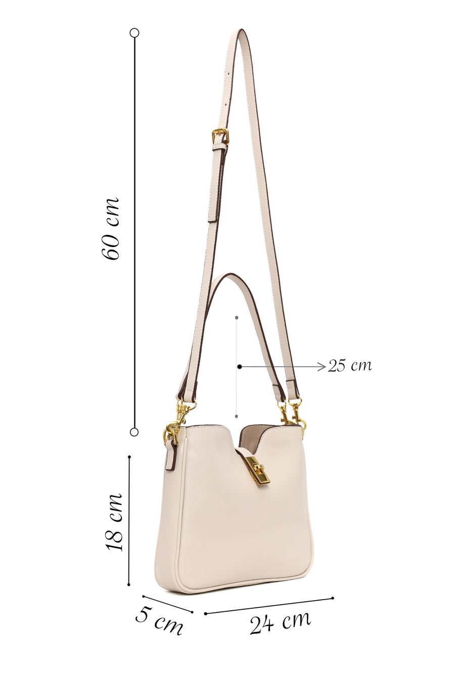 Woman Cream Long-Strap Shoulder Bag