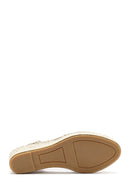 Women's Beige Wedge Heel Leather Espadrille Sandals | Derimod