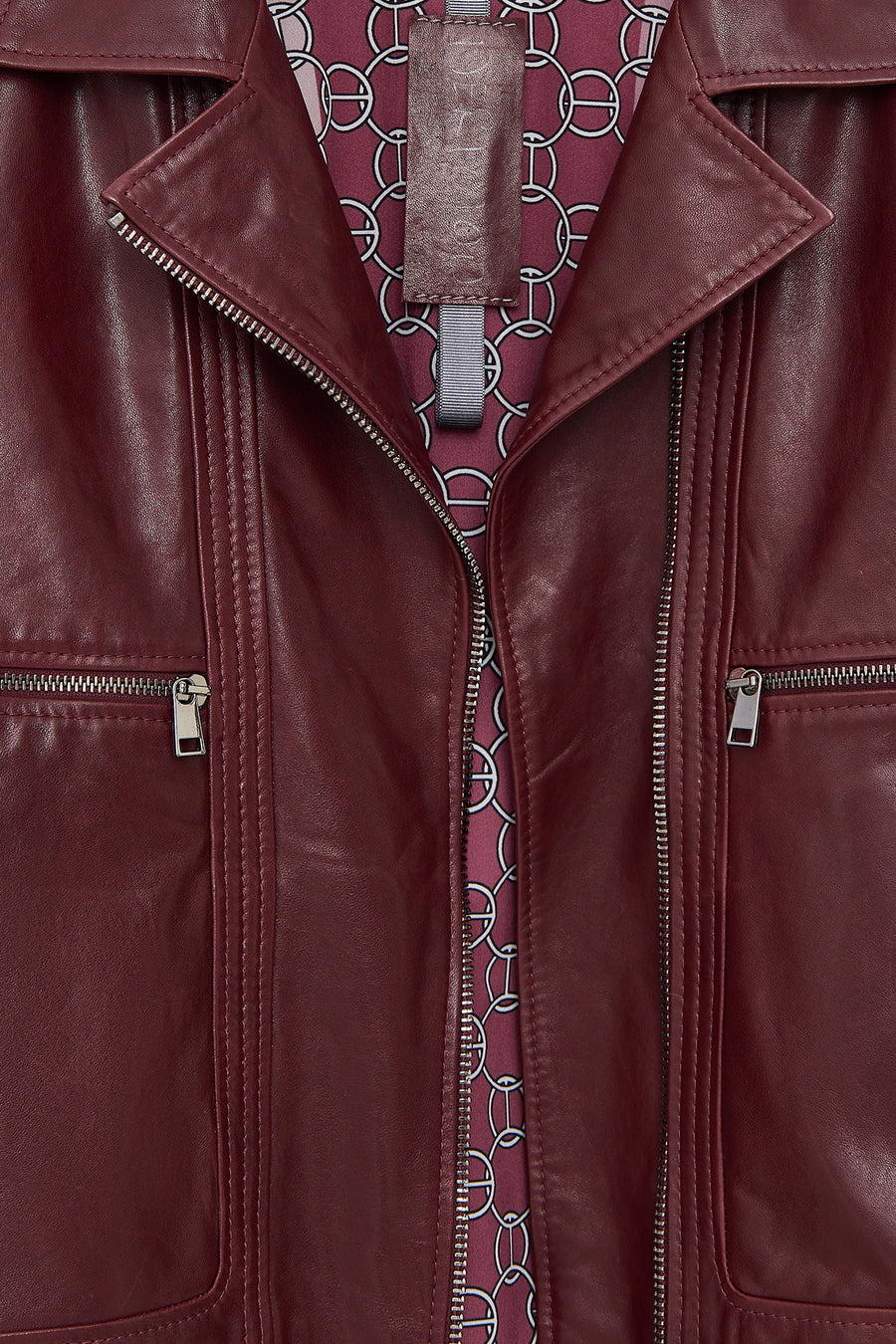 Paloma Women's Burgundy Short Oversize Biker Leather Jacket