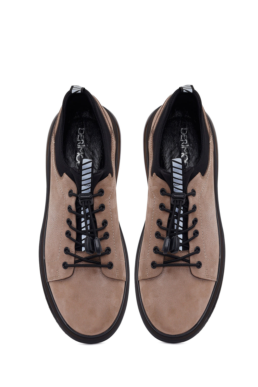 Erkek Vizon Bağcıklı Süet Deri Casual Sneaker