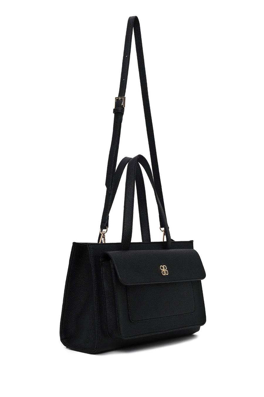 Woman Black Classic Shoulder Bag with Long Strap