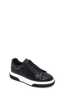 Male Black Lace-Up Thick-Soled Leather Sneaker | Derimod