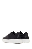 Men's Black Lace-up Thick-Sole Leather Sneaker | Derimod