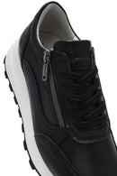 Women's Black Lace-Up Side Zip Leather Sneakers | Derimod