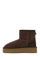 Women's Brown Thick Sole Suede Leather Boots | Derimod