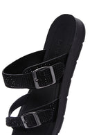 Women's Black Stone Flip Flops | Derimod