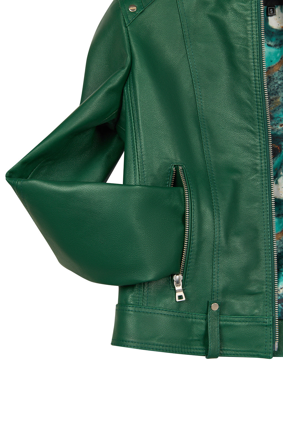 Sonia Woman Green Short Leather Jacket