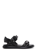 Women's Black Strappy Leather Comfort Sandals | Derimod