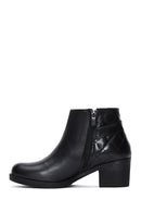 Women's Black Leather Buckle Heeled Boots | Derimod