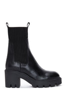 Women's Black Leather Heeled Chelsea Boots | Derimod