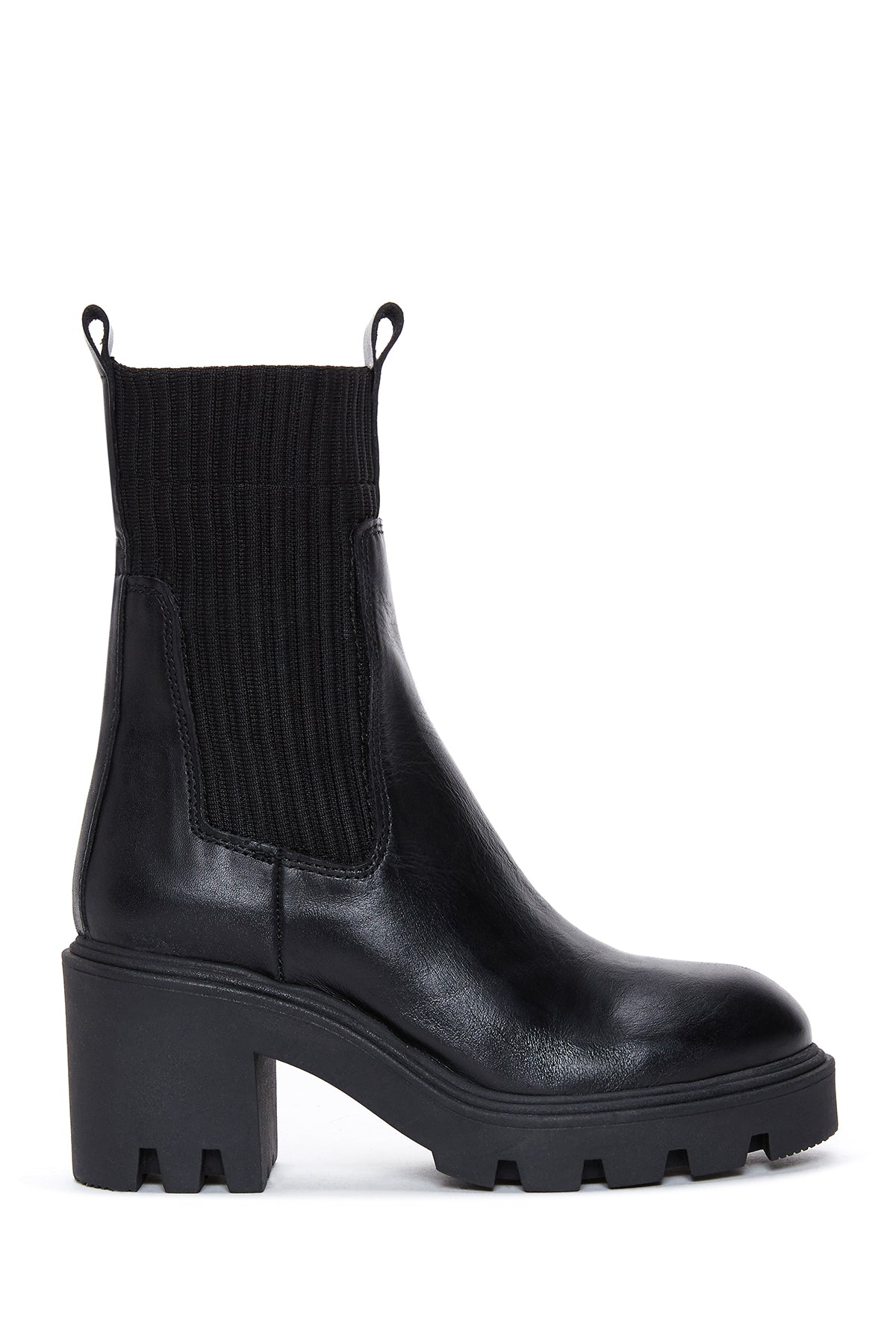 Women's Black Leather Heeled Chelsea Boots 23WFD182918 | Derimod