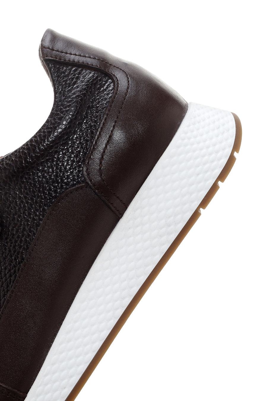Men's Brown Thick Sole Leather Casual Sneaker