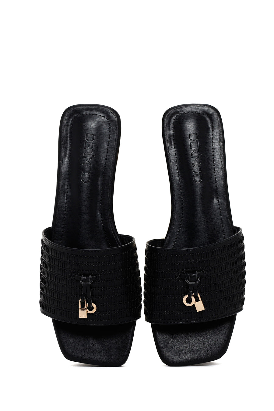 Women's Black Patterned Slippers