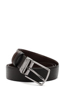 Men's Black Printed Leather Belt | Derimod