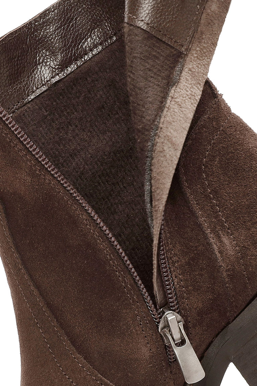 Woman Brown Zip Closure Suede Boots