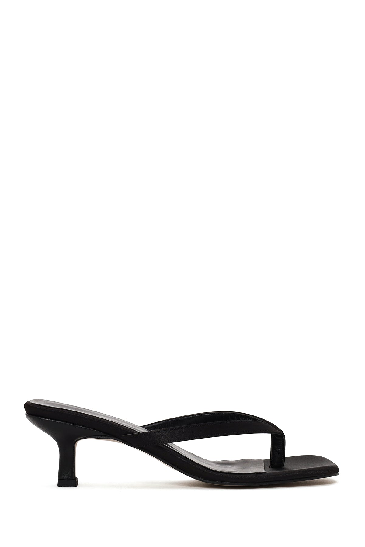 Woman Black Short-Heeled Satin Toe-Post Slipper 26SFE39086F | Derimod