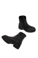 Woman Black Zip Closure Thick-Soled Leather Boots | Derimod