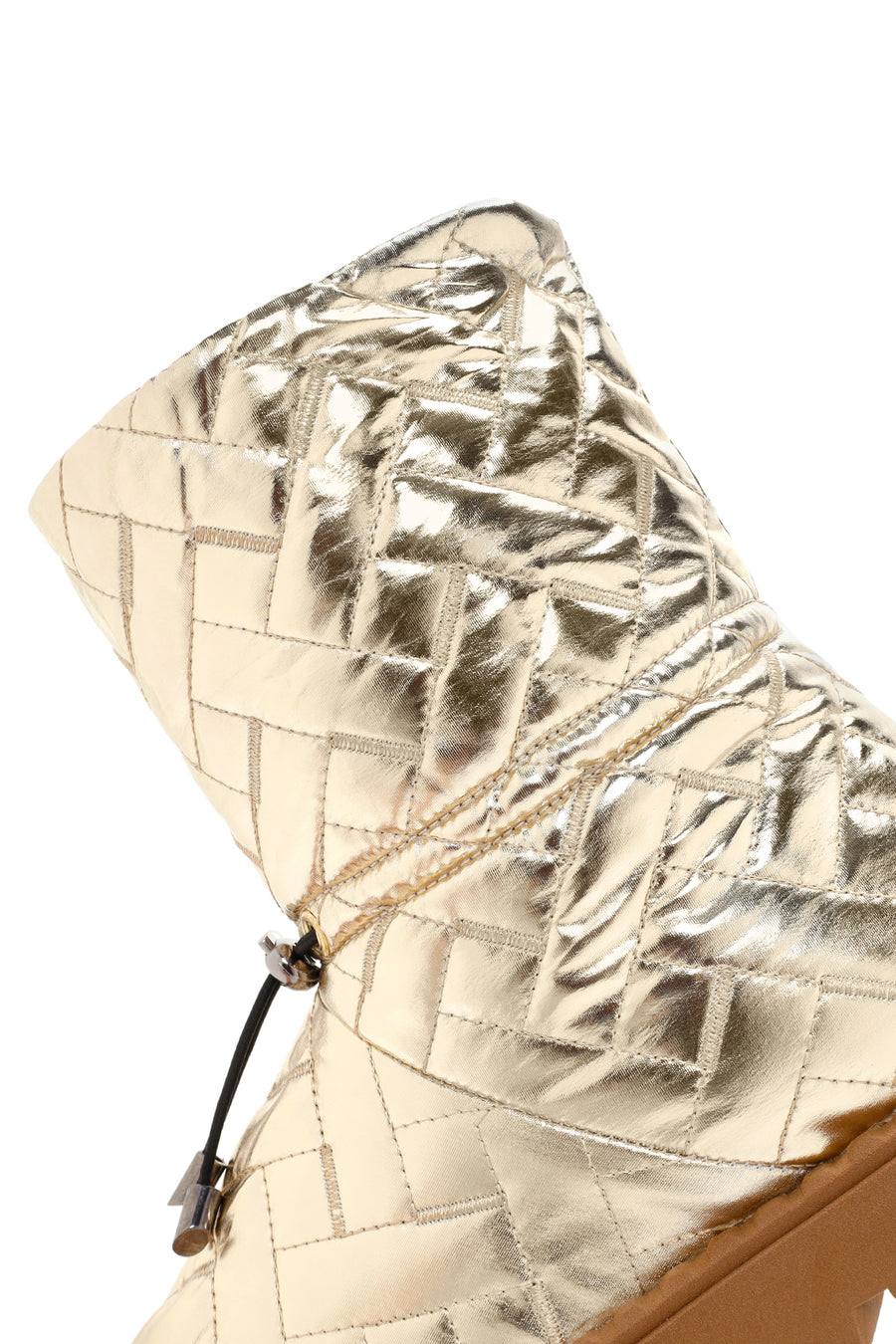 Women's Gold Knit Patterned Metallic Casual Boots